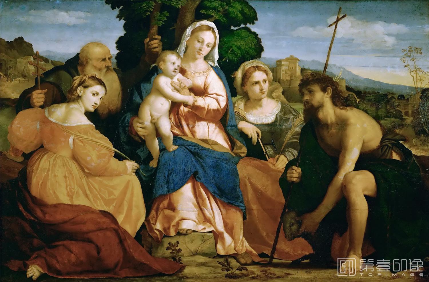 油画-奥地利维也纳艺术史博物馆-Jacopo Palma, il vecchio The Virgin Mary with Child-396